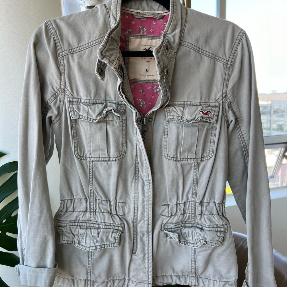 Light green / grey Hollister utility jacket